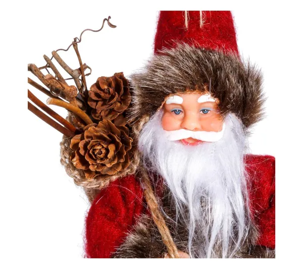 * Guirlande Et Boule De Sapin^Sujet De Noël Santa "Vintage" 13Cm Rouge