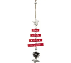 * Guirlande Et Boule De Sapin^Sujet De Noël Sapin "Etoile" 33Cm Rouge Et Blanc