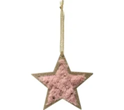 * Guirlande Et Boule De Sapin^Sujet De Noël Toile "Heritage" 20Cm Rose