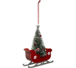 * Guirlande Et Boule De Sapin^Sujet De Noël Traineau "Etoile" 15Cm Rouge Et Vert