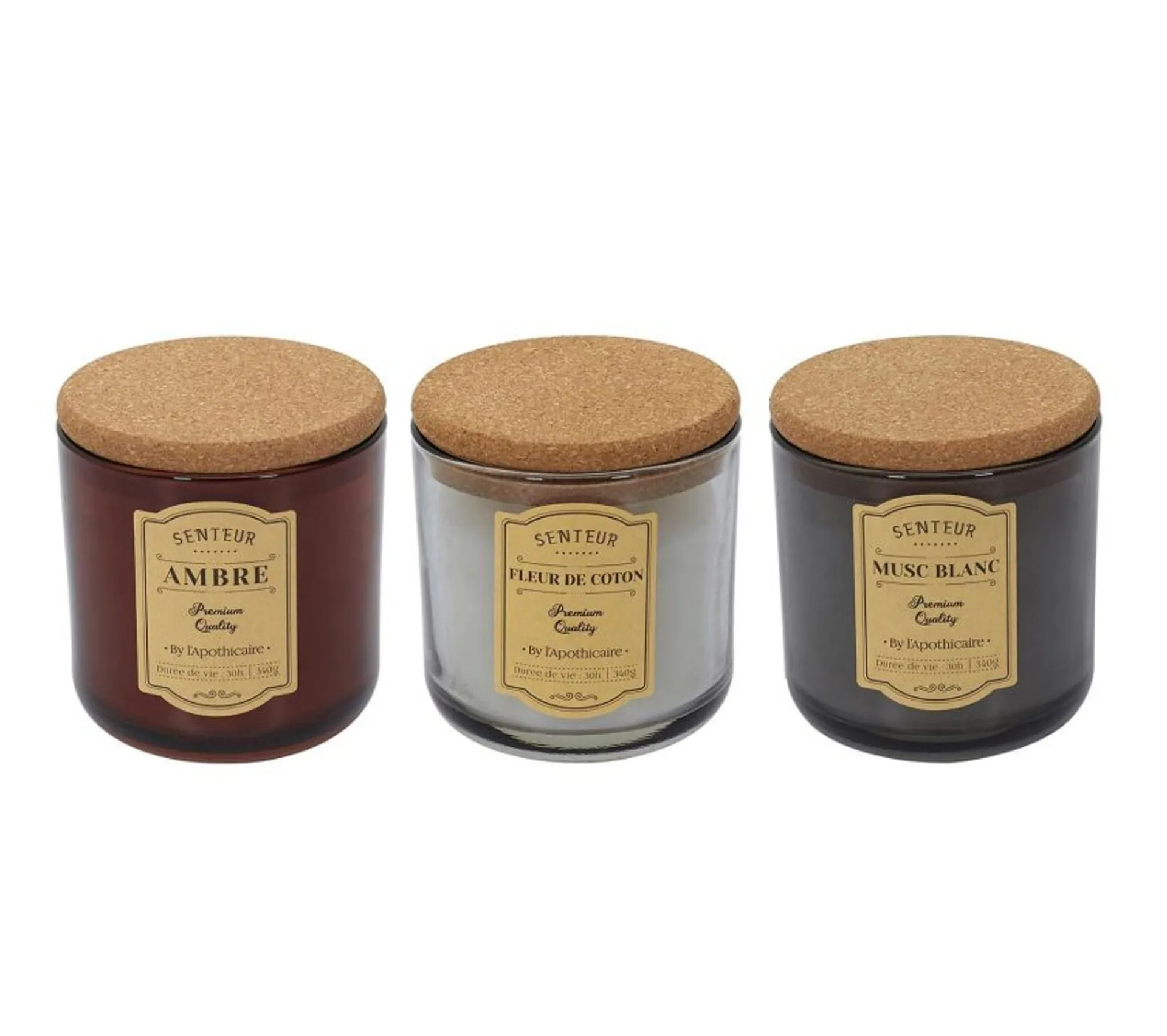 Outlet THE HOME Déco FACTORY Bougies Avec Bouchons En Liege Apothicaires 10 Cm (Lot De 3)