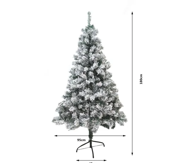 TOILINUX Sapin Et Accessoire^ Sapin De Noël Artificiel Enneige Oslo - 650 Branches Paisses - H. 180 Cm - Blanc Et Vert