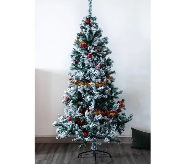 TOILINUX Sapin Et Accessoire^ Sapin De Noël Artificiel Enneige Oslo - 650 Branches Paisses - H. 180 Cm - Blanc Et Vert