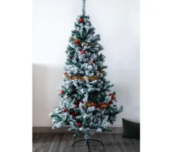 TOILINUX Sapin Et Accessoire^ Sapin De Noël Artificiel Enneige Oslo - 850 Branches Paisses - H. 210 Cm - Blanc Et Vert